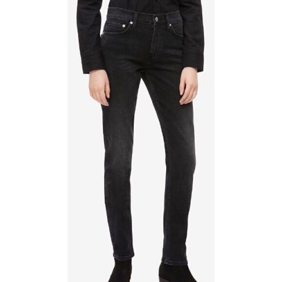 💎 Calvin Klein Mid Rise Slim Leg Jeans Black - Picture 1 of 11